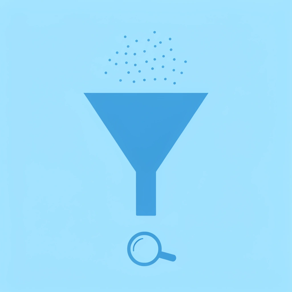 Funnel diagram showing many potential customers filtering down to fewer qualified leads