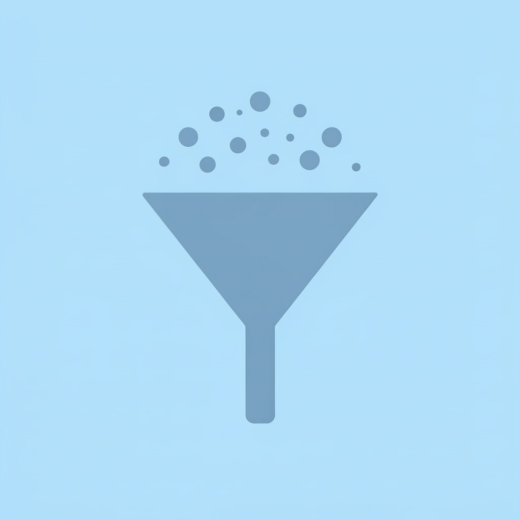 Funnel diagram showing many leads entering at top, filtering down to fewer qualified prospects at bottom